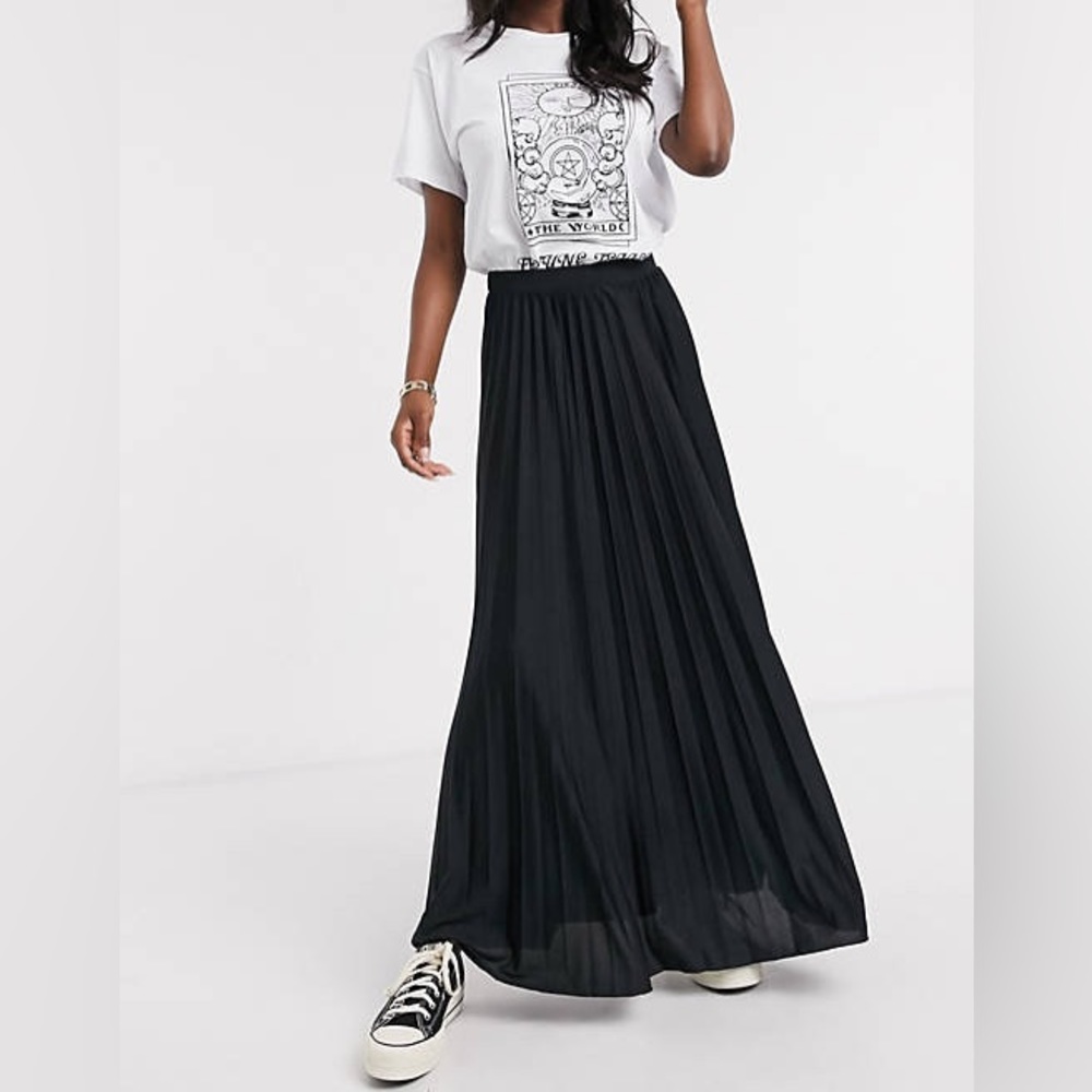 ASOS pleated black maxi skirt